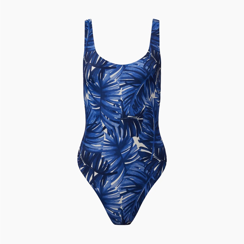 Onia Blue Leaf Print Rachel One Piece Swimsuit